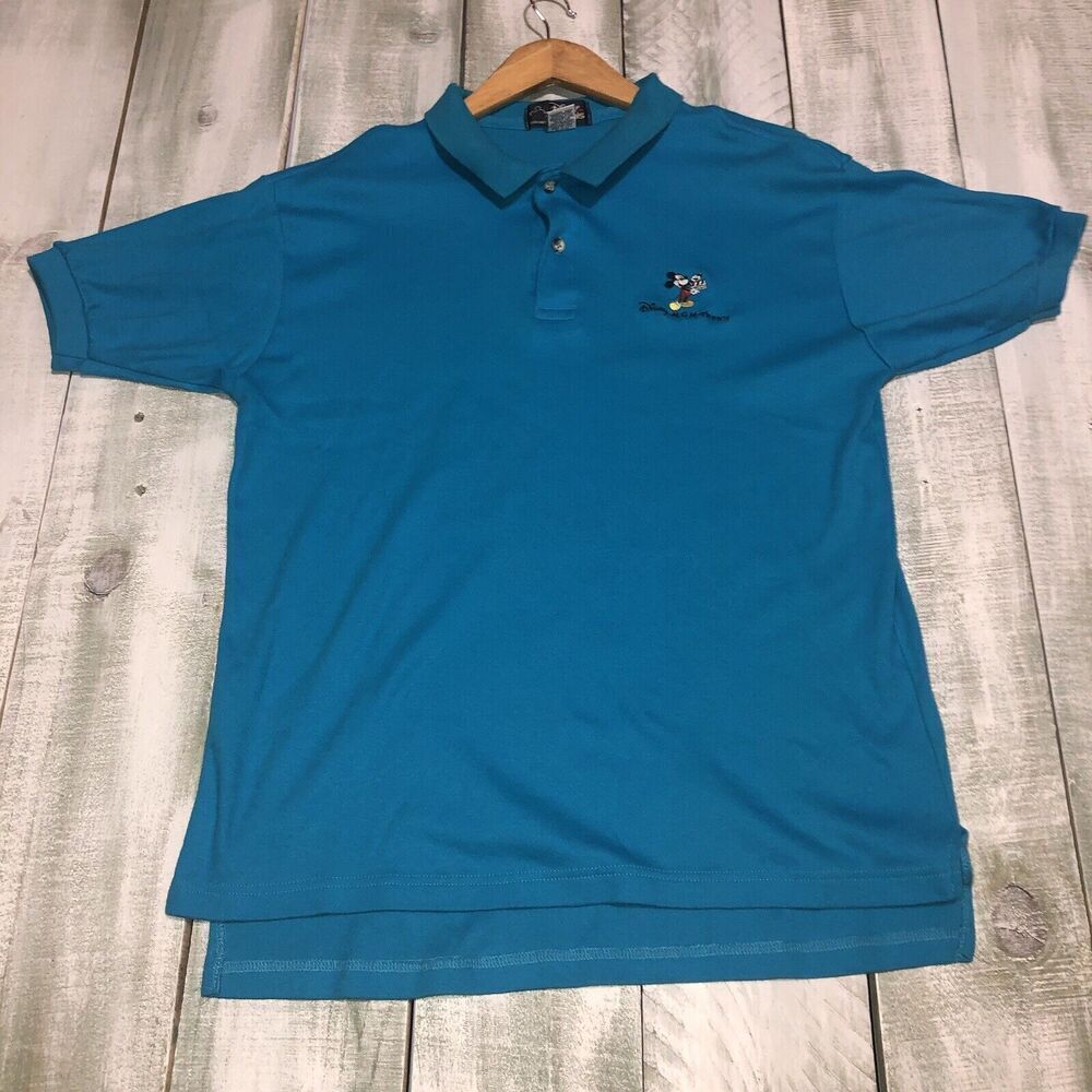 DISNEY ORIGINALS MADE IN USA MGM STUDIOS MICKEY MOUSE POLO SHIRT WDW L BLUE